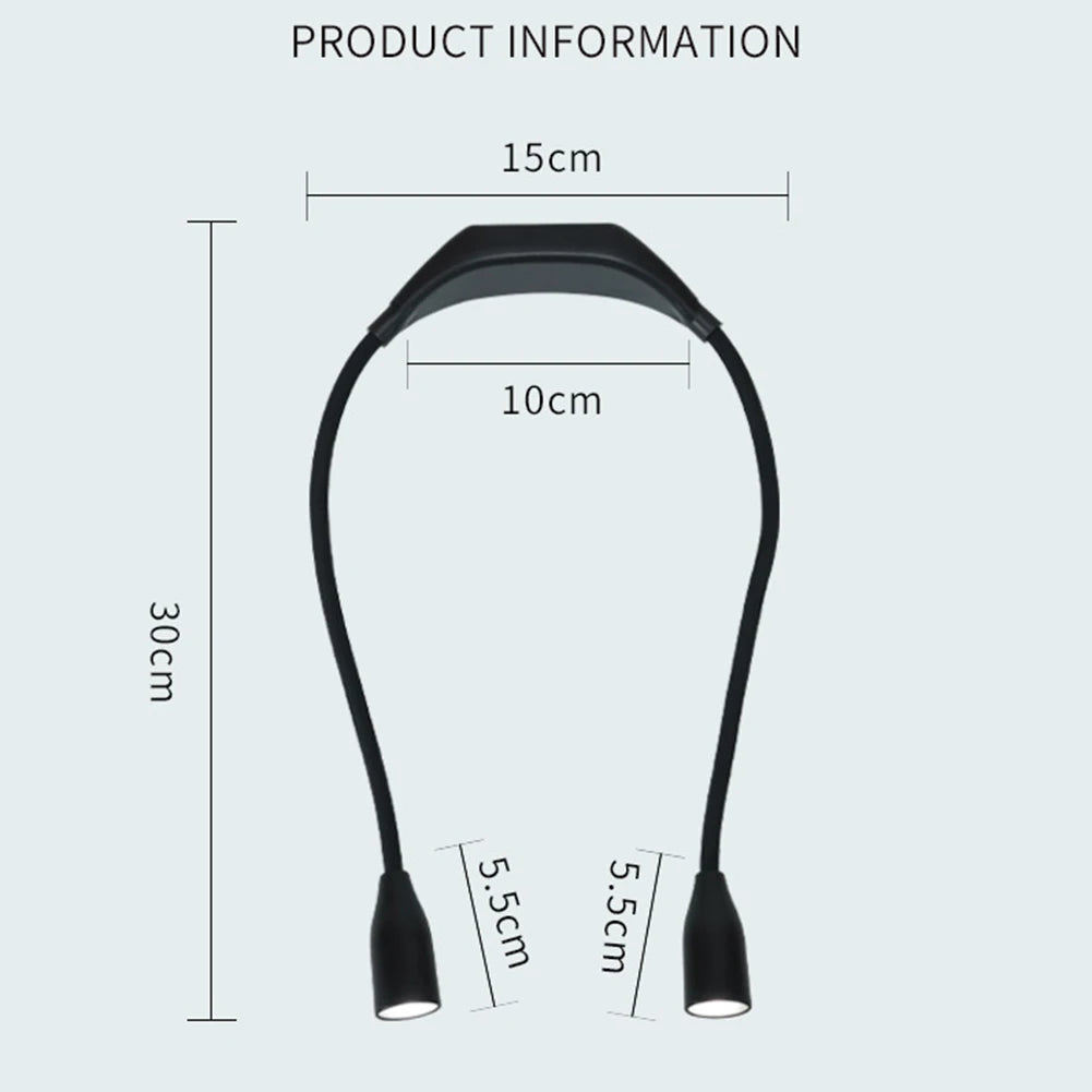 LED Neck Reading Light Flexible Book Lamp With Adjustable Brightness