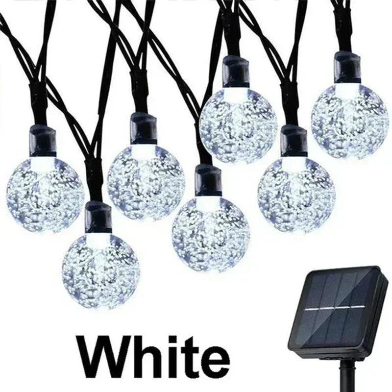 Solar Crystal String Lights Outdoor Fairy Garland 8 Modes Waterproof