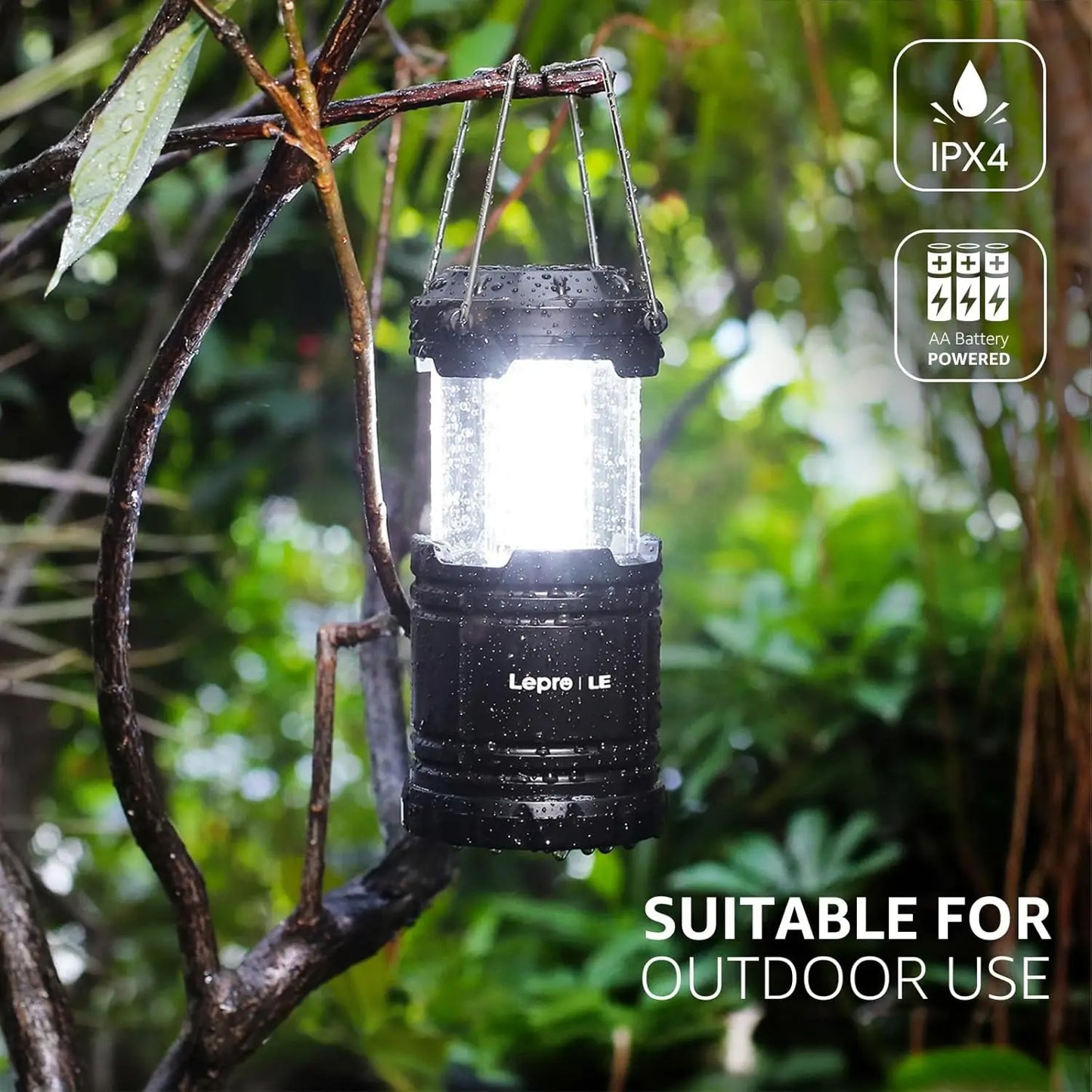 Collapsible LED Camping Lantern IPX4 Water Resistant Battery Powered