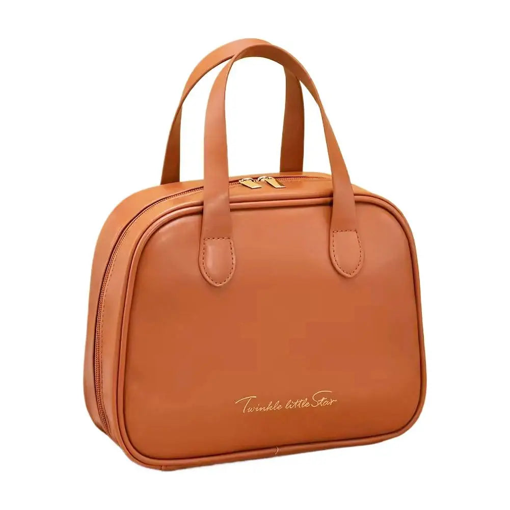 Large Capacity Makeup Case With Stylish Handle, Travel Cosmetic Bag