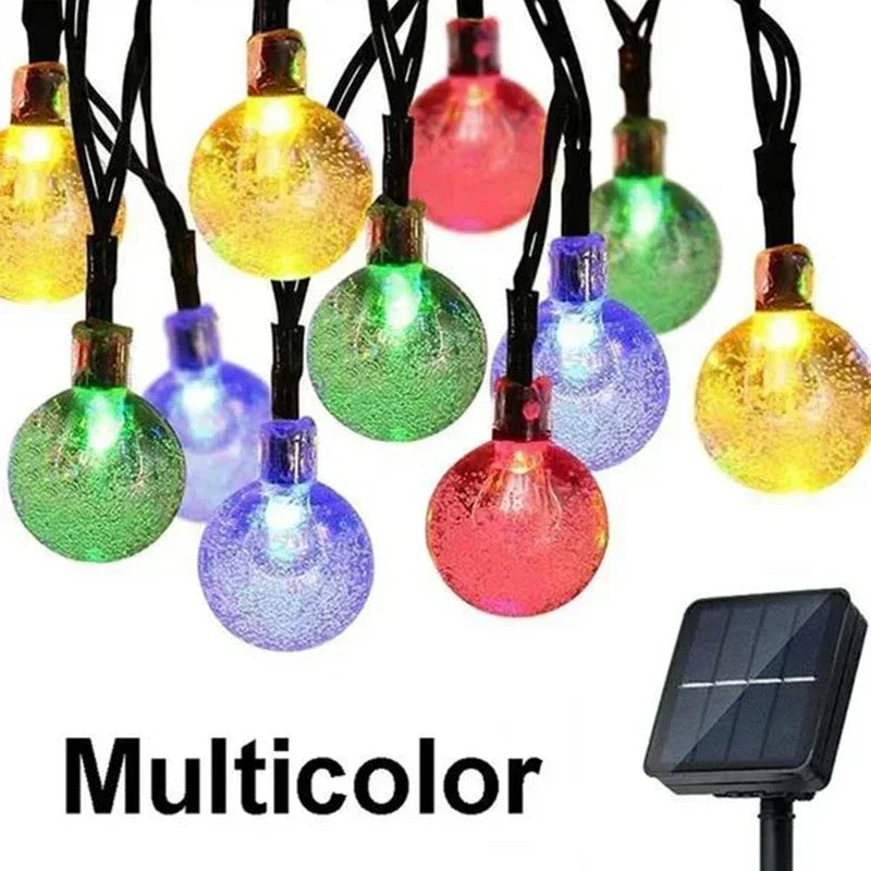 Solar Crystal String Lights Outdoor Fairy Garland 8 Modes Waterproof