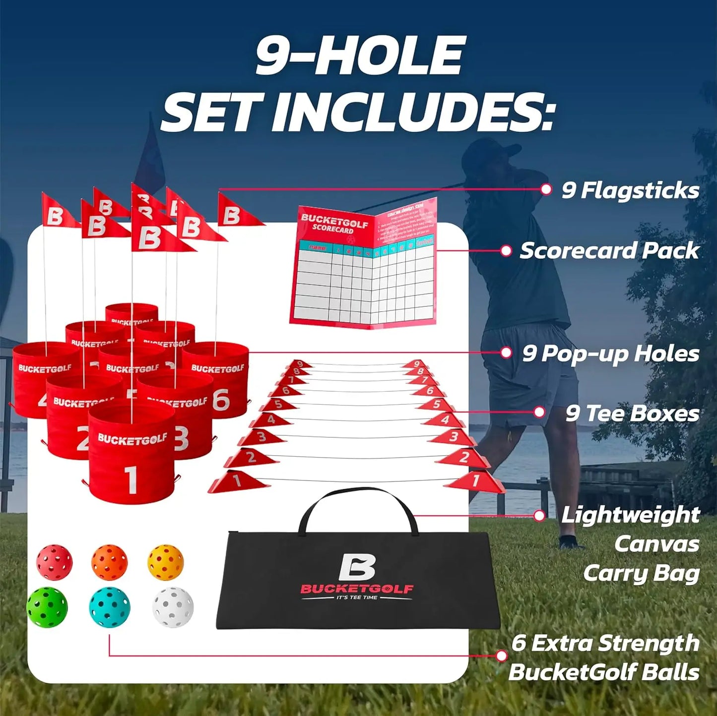 Portable 9-Hole Backyard Golf Game For Family Fun Outdoors