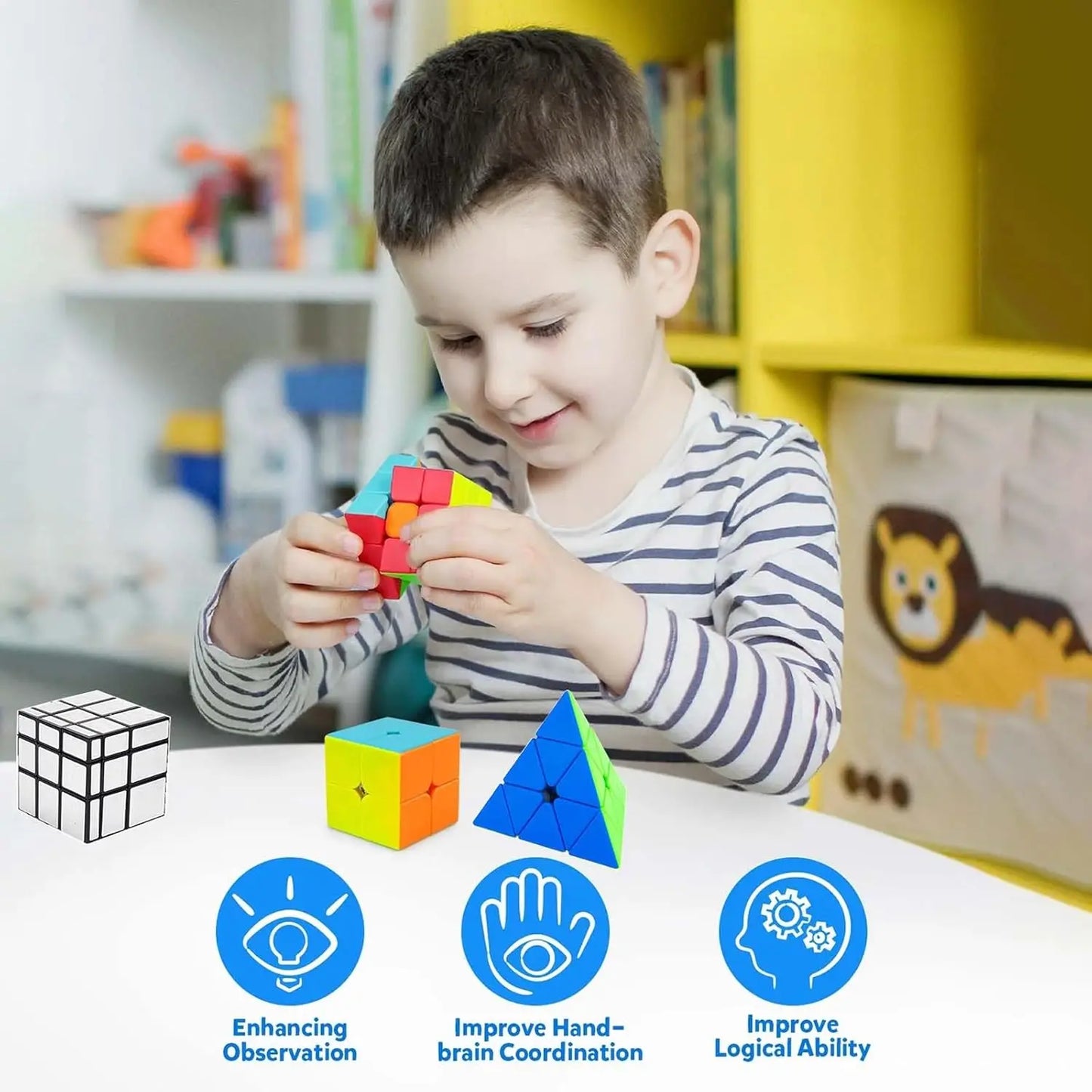 Speed Cube Set With Case 3x3 2x2 Pyramid Mirror Skew
