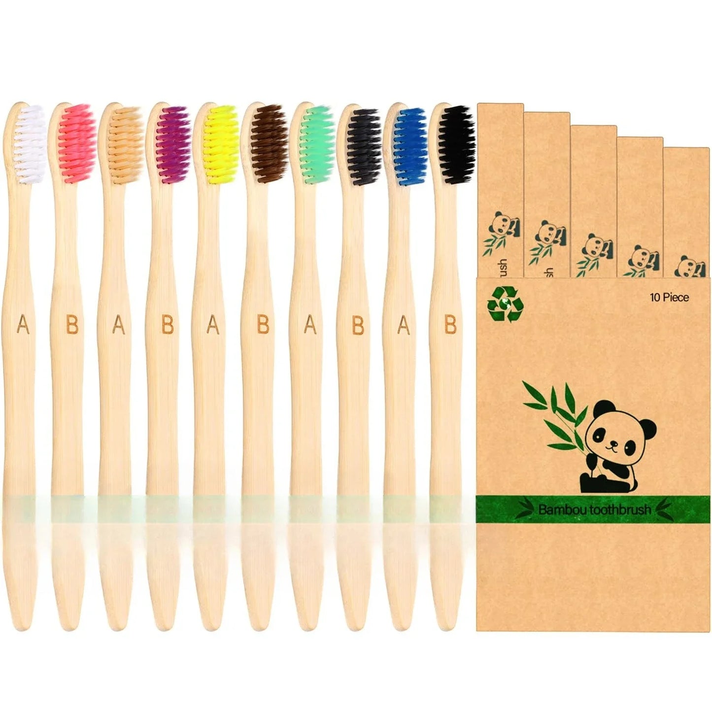 Bamboo Toothbrushes for Adults Soft Bristles Charcoal Infused